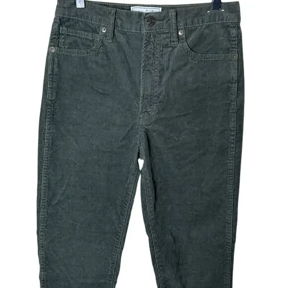 GAP Women’s Sz 4 / 27 Long Vintage Slim Pants High Rise Green Corduroy - Picture 2 of 6